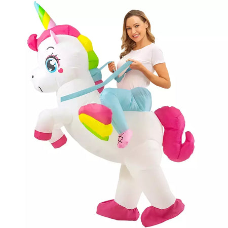 Adulto galo inflável traje engraçado unicórnio elk animais terno inflável halloween carnaval meio corpo explodir terno para cosplay