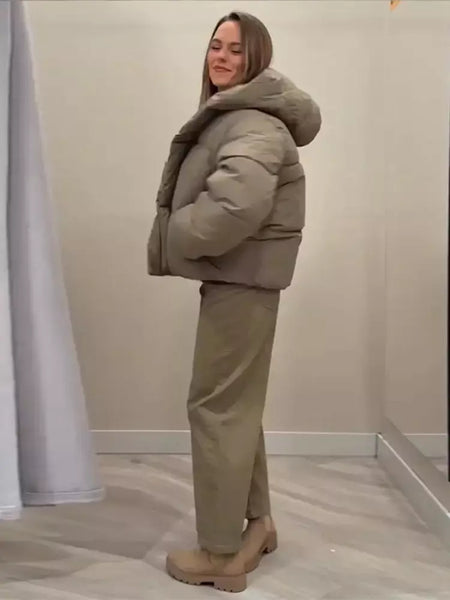 Inverno quente curto puffer jaquetas feminino solto parkas casaco moda com capuz pão jaqueta outwear algodão-acolchoado jaqueta