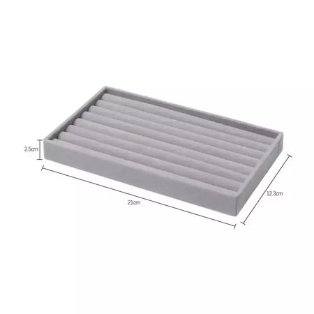 Atualizar caixa de armazenamento de jóias de veludo colar empilhável bandeja de exibição pulseira brinco organizadores diy artesanato gaveta caixa cinza