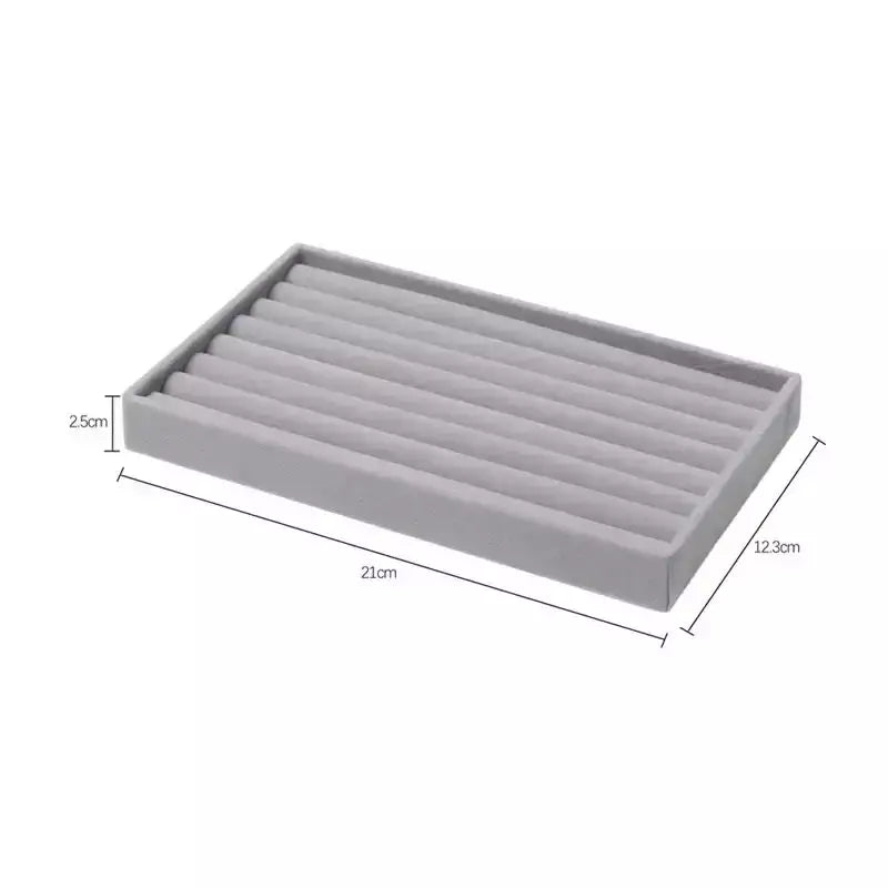 Atualizar caixa de armazenamento de jóias de veludo colar empilhável bandeja de exibição pulseira brinco organizadores diy artesanato gaveta caixa cinza