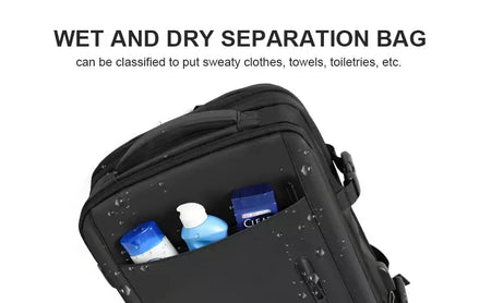 Mochilas expansíveis impermeáveis para homens Likros, grande capacidade, mochila de viagem de negócios, Weekend Laptop Bag, Carry on