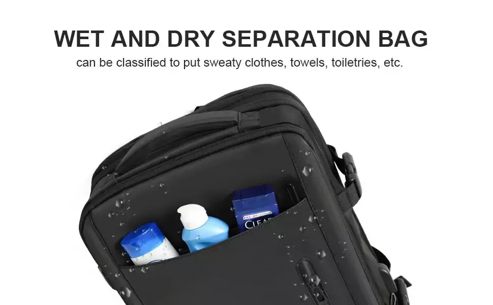 Mochilas expansíveis impermeáveis para homens Likros, grande capacidade, mochila de viagem de negócios, Weekend Laptop Bag, Carry on