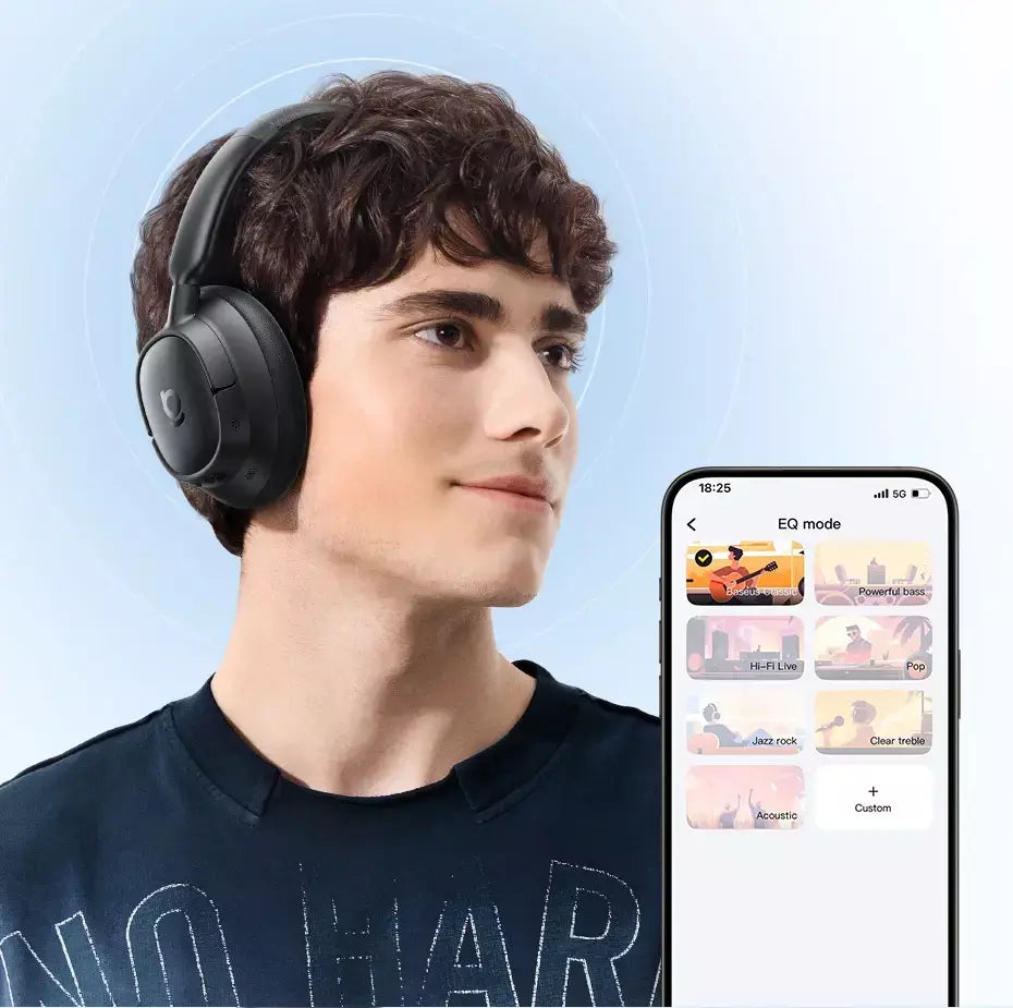 Baseus EH10 NC ANC Fones de ouvido sem fio 45dB Fones de ouvido híbridos adaptativos com cancelamento de ruído Hi-Res LDAC Fone de ouvido Bluetooth 6.0 80 horas