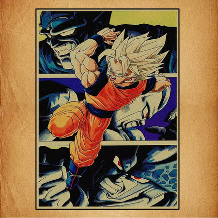 Japonês em torno do anime retro dragon ball cartaz goku gohan vegeta piccolo friza pintura em tela impressão arte da parede presente das crianças