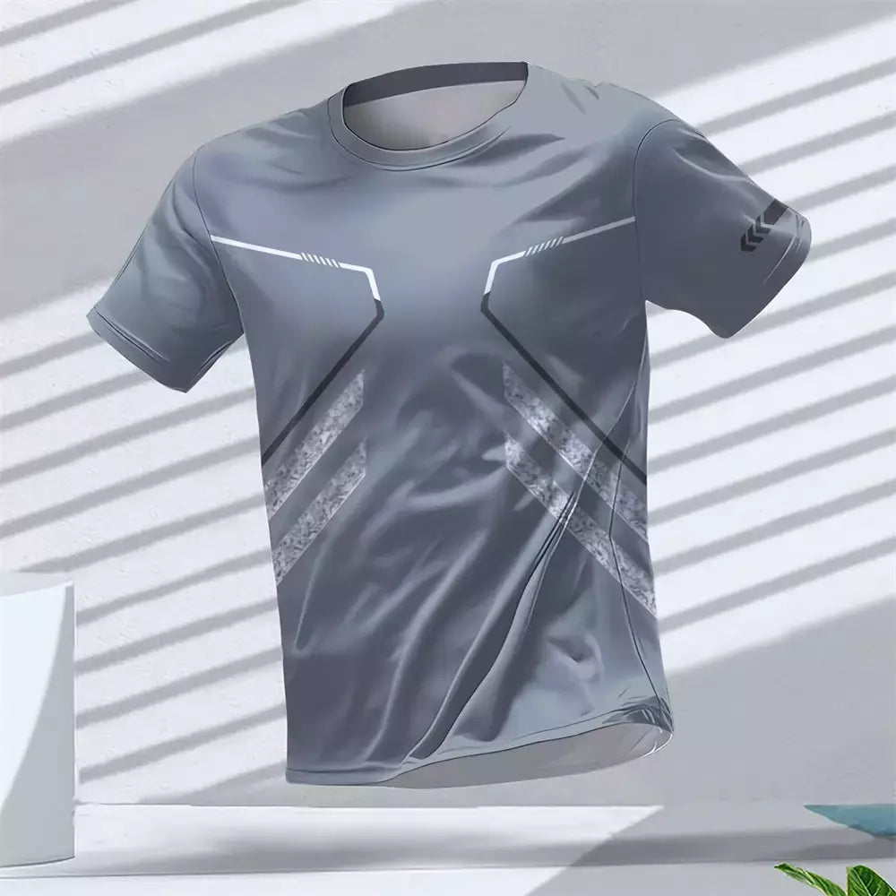 New Hot-Selling Outdoor Running Sports Respirável Quick-Secagem Roupas de Fitness Casual Wear Impressão 3D Em Torno Do Pescoço Adulto T-Shirt