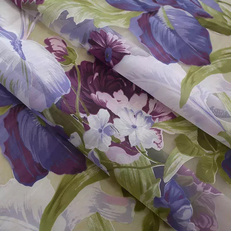 Tule Floral em Cortinas Puras, Tratamento Janela, Painel Persianas, Sala de estar, Quarto, Cozinha, Sombra, Roxo, Peônia