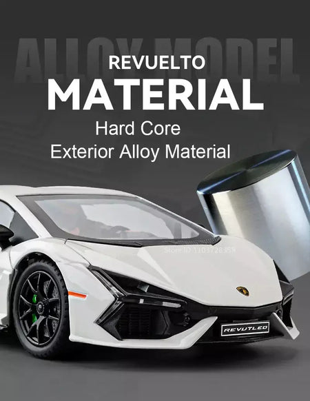 1:24 escala revuelto modelo em miniatura brinquedo carros esportivos liga diecast supercars som luz portas abertas puxar para trás para crianças presentes