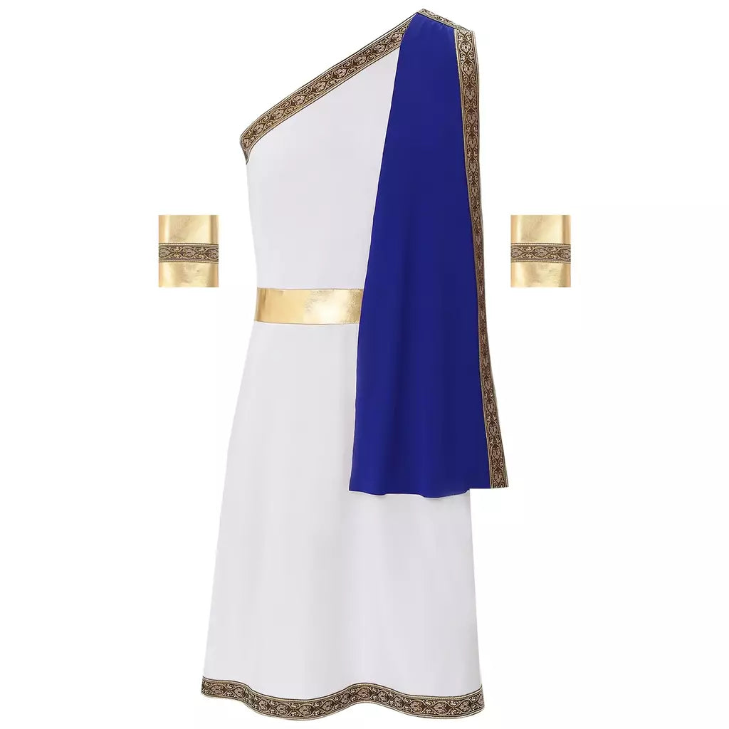Homens antigo deus grego gladiador halloween cosplay trajes toga com mangas rei romano príncipe toga robe vestido punhos destacáveis