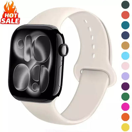 Pulseiras de silicone para apple watch pulseira 44mm 45mm 40 41mm 42-46mm pulseiras esportivas iwatch série 10 11 9 8 7 6 5 4 se ultra 3/2 49mm