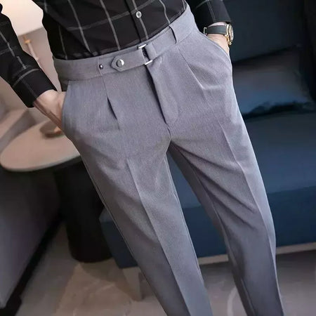 Calça de negócios justa masculina recortada, calça reta elástica, terno masculino de alfaiataria social, estiramento formal tressed, verão, 9 calças recortadas