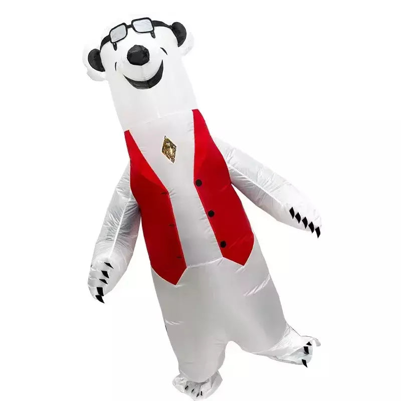 Urso polar inflável traje novo natal feriado festa desempenho atmosfera adereços roupas dos desenhos animados para todas as idades