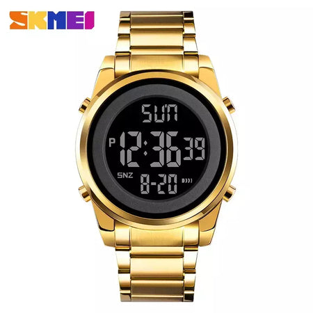 Skmei relógio de pulso masculino luxuoso, à prova d'água, aço inoxidável, eletrônico, esportivo, digital, 1611