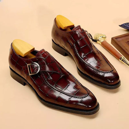 Sapatos de casamento masculino com fivela de couro mocassins da moda, sapato de vestido, biqueira quadrada, formal, elegante, de boa qualidade, casual