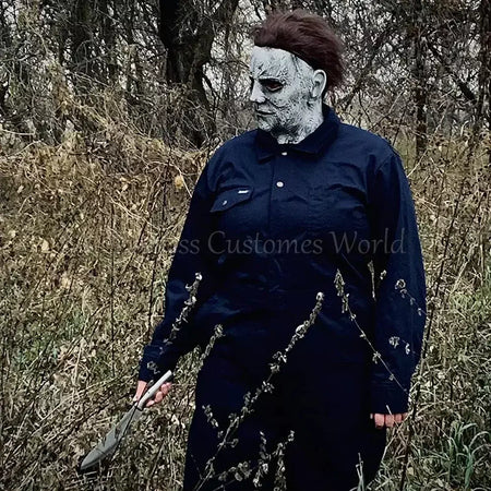 Michael bloody assassino outfits myers cosplay traje anime halloween para adultos das mulheres dos homens cos macacão máscara de terror traje de festa
