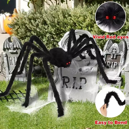 Halloween preto assustador aranha gigante enorme teia de aranha decoração de halloween para casa barra casa assombrada adereços férias decoração ao ar livre