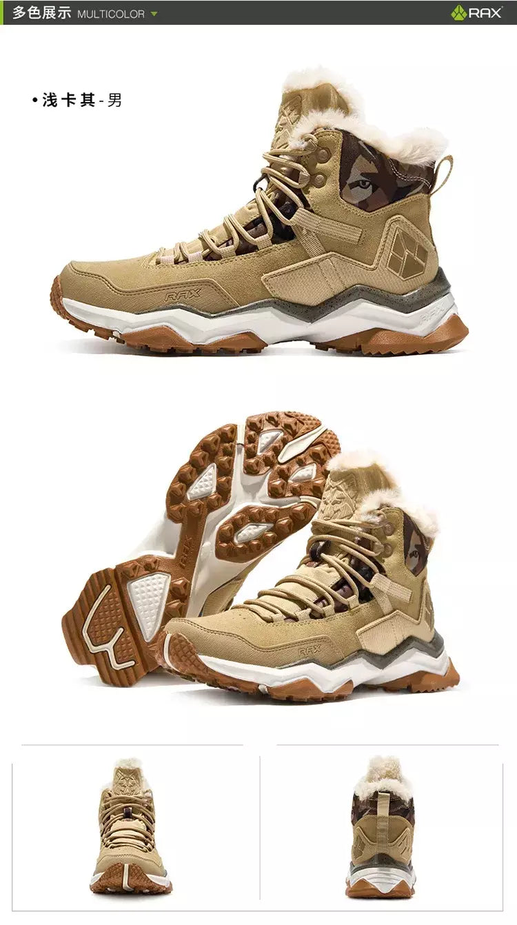 Rax à prova dwaterproof água caminhadas sapatos homens inverno ao ar livre tênis para homens botas de neve de pelúcia montanha botas de neve turismo ao ar livre sapato de corrida