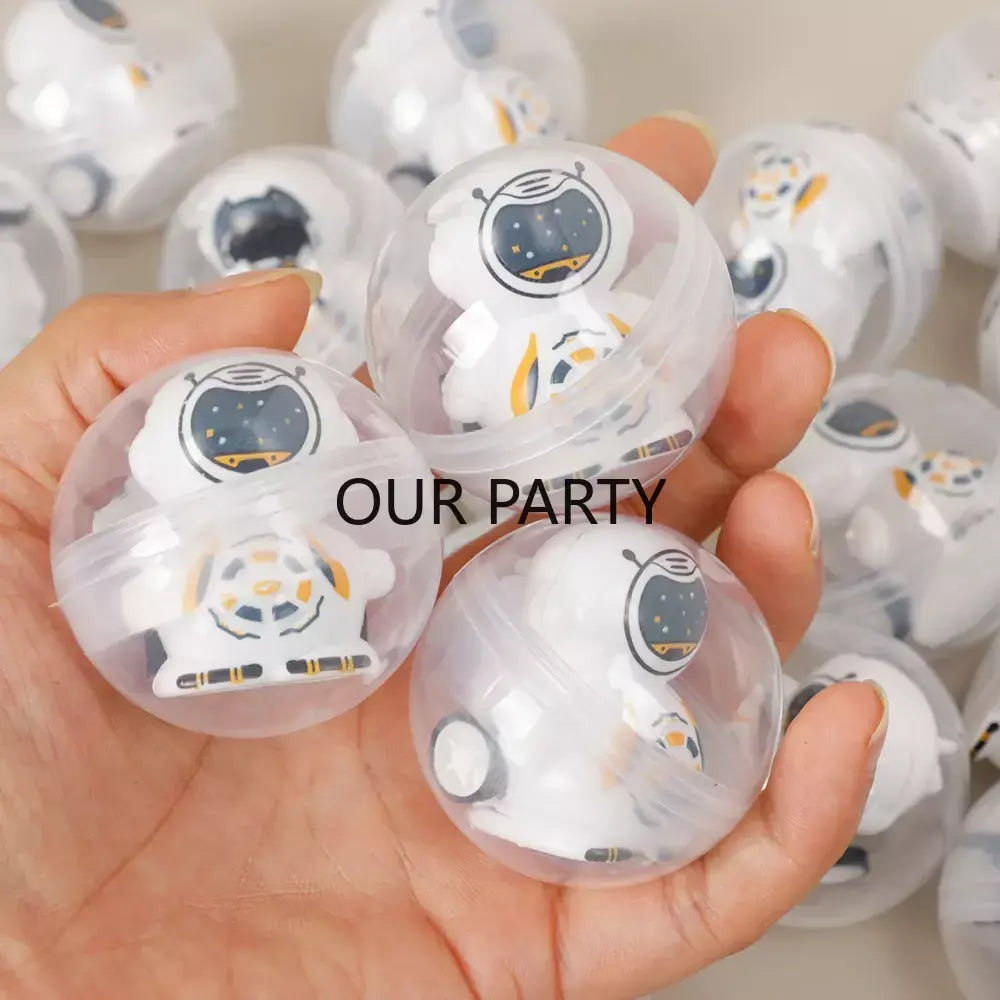 10 pçs espaço exterior tema astronauta puxar para trás carros cápsula ovo bola surpresa quebra-cabeça brinquedo para crianças festa de aniversário favores goodie saco