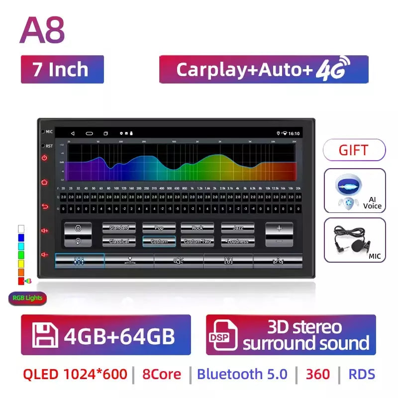 Android 13 2 din rádio do carro carpla auto 7 9 10 13.1 Polegada universal wifi gps áudio reprodutor multimídia para nissan toyota kia honda