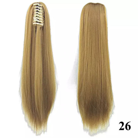 Longo reto sintético rosa ombre extensão do cabelo peruca garra rabo de cavalo pônei fada cauda falso peças de cabelo clipe na peruca