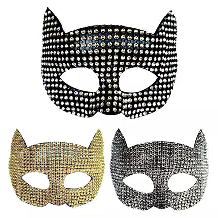 Máscaras de orelha de gato brilhantes cosplay festa de halloween acessórios de fantasia luvas longas sexy bling gatinho metade máscaras