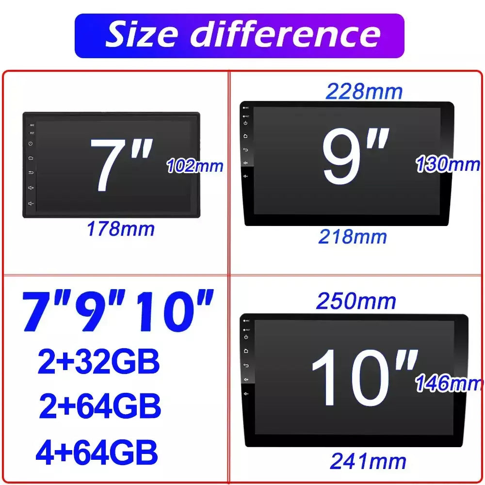 7/9/10 polegada universal android 13 rádio do carro 64g autoradio android 2 din rádio do carro gps bt central multimídia sistemas de carro inteligente