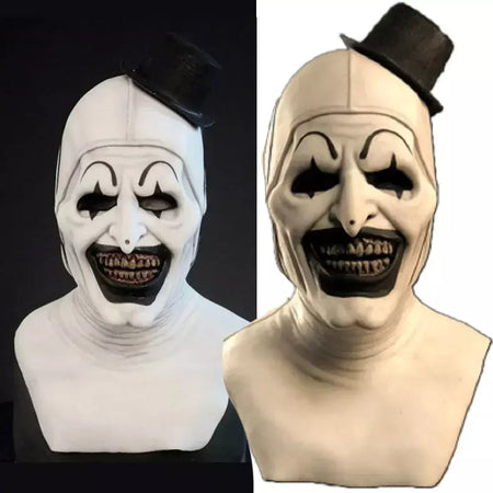 Horror Terrifier Palhaço Cosplay Máscara, Látex, Suave, Demônio, Mal, Coringa, Festa de Halloween, Fantasia, Adulto, Tamanho Único