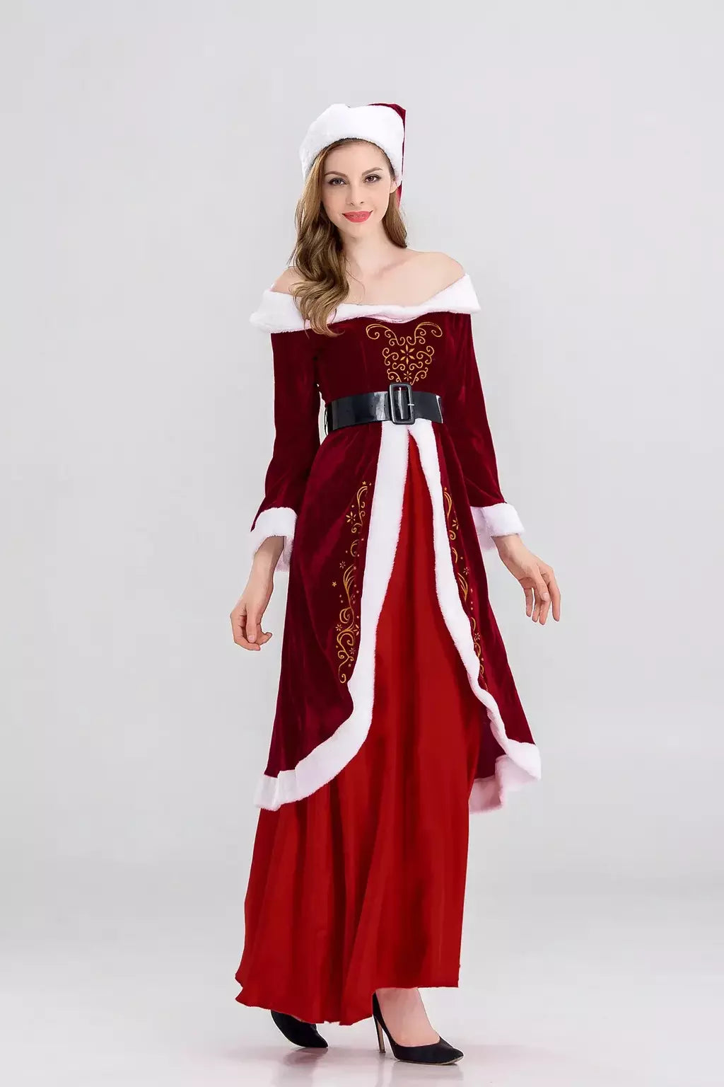 Traje de papai noel feminino masculino vestido de elfo de natal unissex roupa de festa adulto terno de natal desempenho de palco festivo role play wear