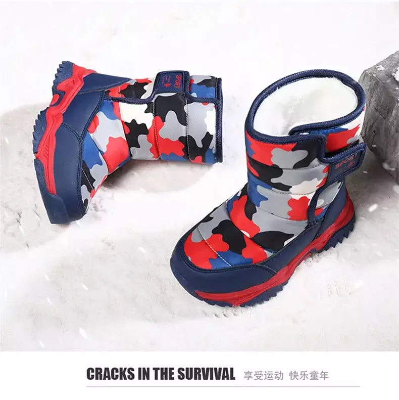 2023 inverno crianças sapatos de pelúcia tecido impermeável antiderrapante sapatos da menina sola de borracha botas de neve moda quente botas ao ar livre
