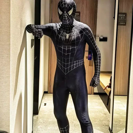 Anime super-herói toby preto veneno homem aranha cosplay macacão apertado halloween cosplay traje de aranha preta