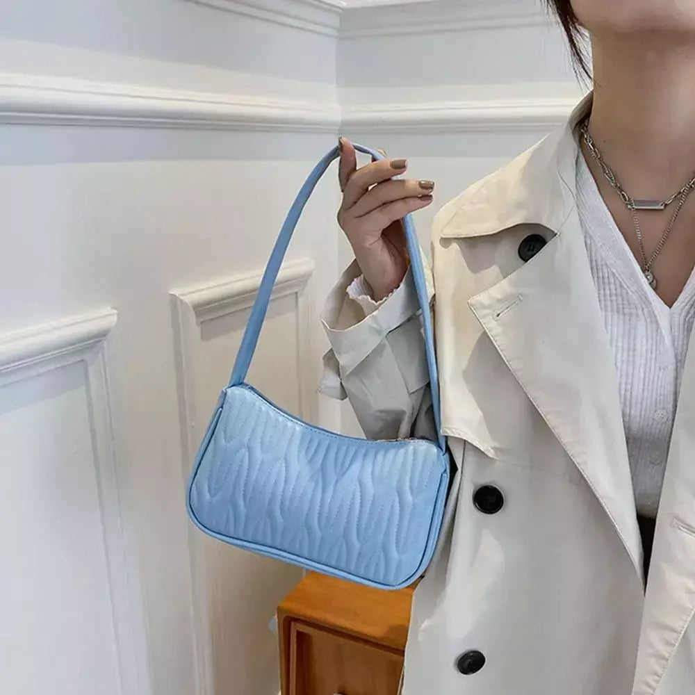Bolsa de axilas de couro PU para mulheres, bolsa casual, bolsas de ombro femininas, luxo