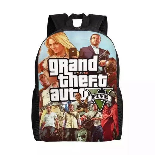 Jogo de aventura Grand Theft Auto Mochila de Viagem para Homens e Mulheres, Mochila Escolar para Laptop, Mochila Estudantil Universitária GTA