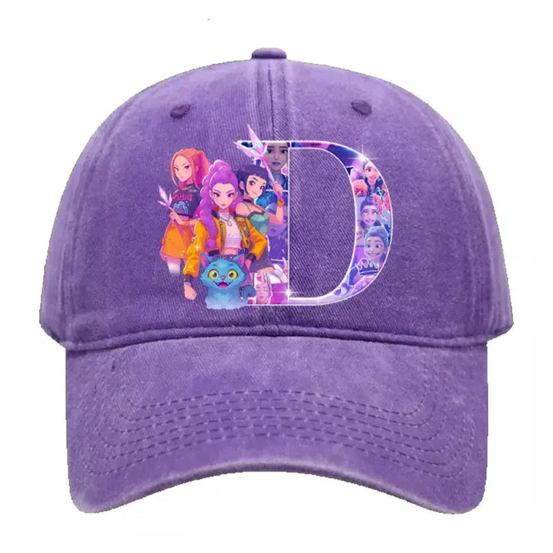 Kpop demônio caçador chapéu carta A-Z boné de beisebol para mulheres verão ajustável chapéu de sol anime bonito retro sunbonnet adulto chapelaria presente