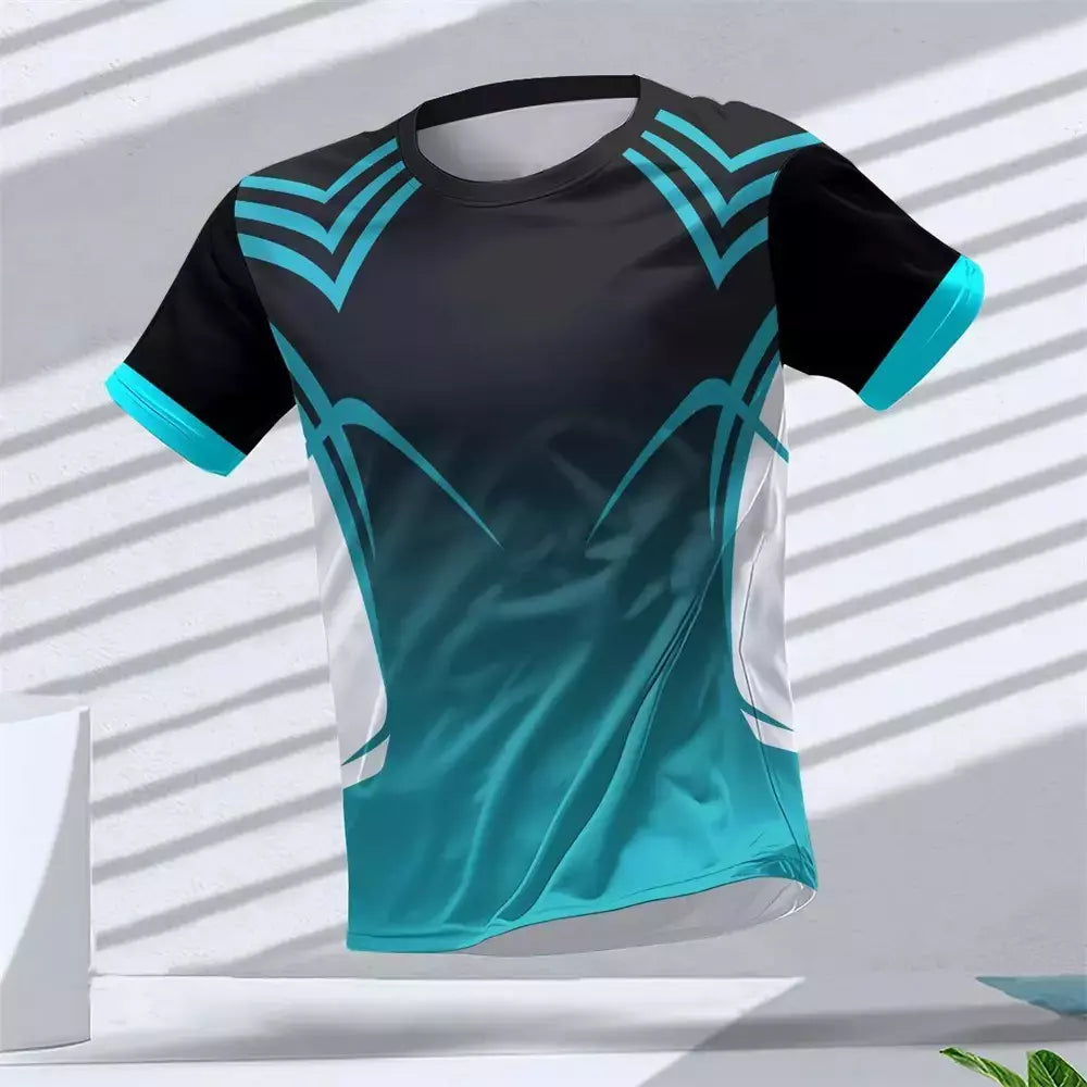 New Hot-Selling Outdoor Running Sports Respirável Quick-Secagem Roupas de Fitness Casual Wear Impressão 3D Em Torno Do Pescoço Adulto T-Shirt