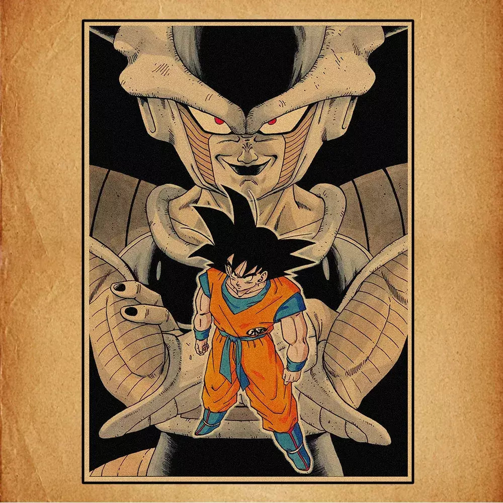 Japonês em torno do anime retro dragon ball cartaz goku gohan vegeta piccolo friza pintura em tela impressão arte da parede presente das crianças