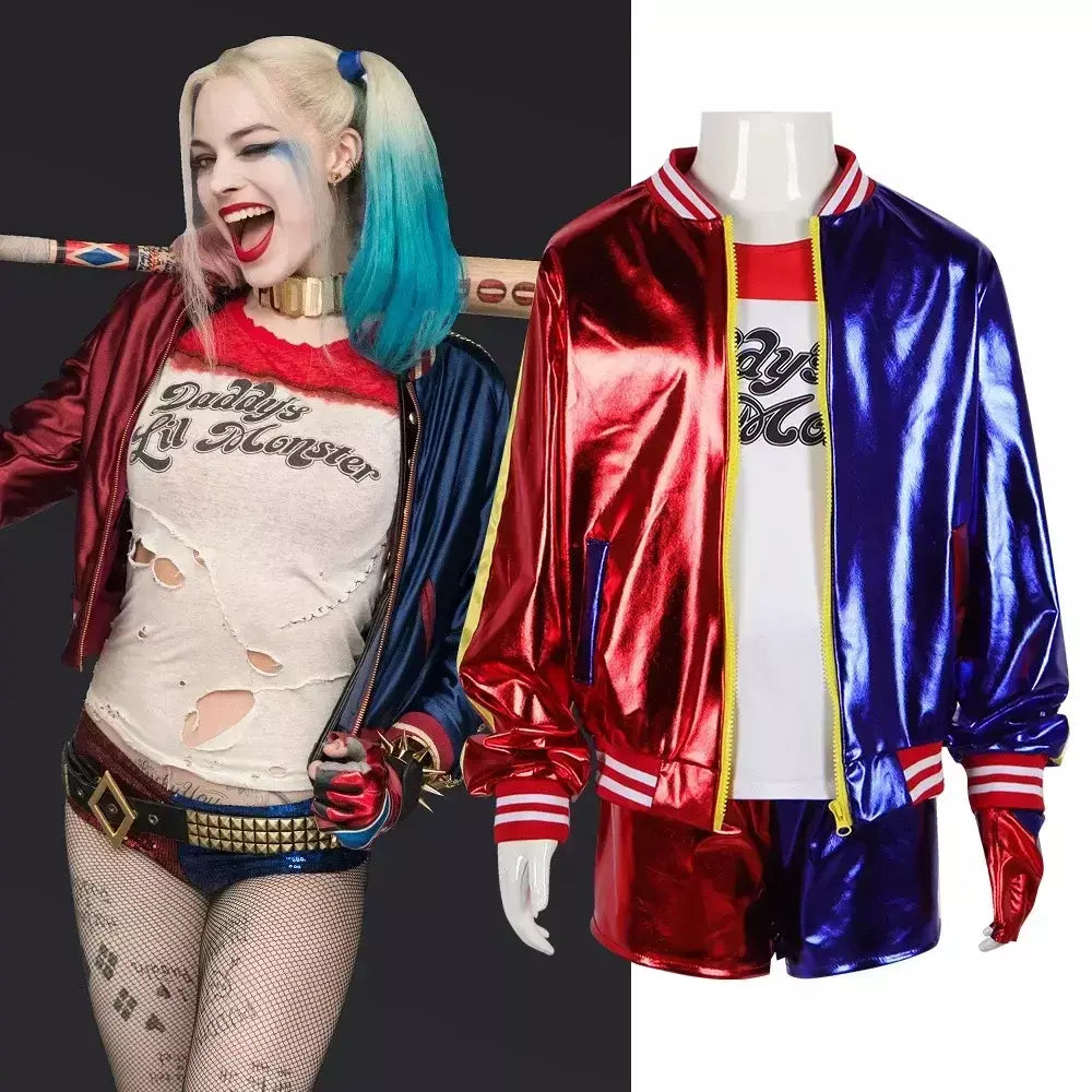 Robe Anime pour adultes, Traje pour femmes, perruque Quinn pour filles, camiseta, veste Joker, Fantasia de Halloween,