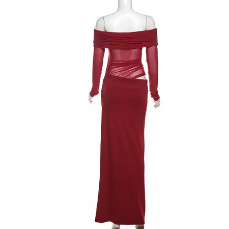 Oco sexy vestido longo feminino um ombro malha transparente festa noite vestido de malha verão moda cor sólida maxi vestidos