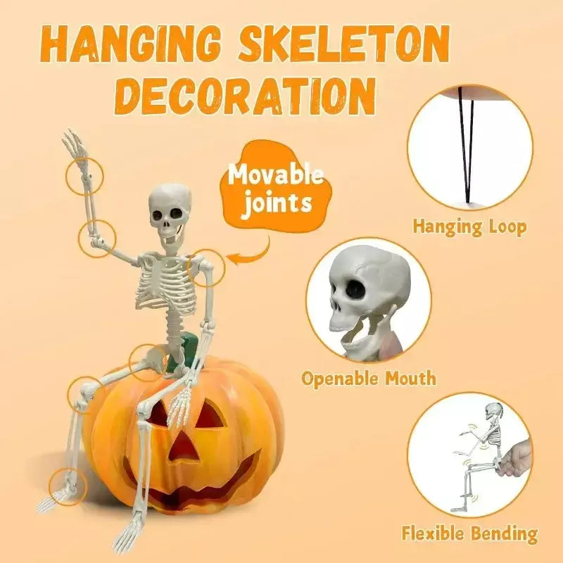 Esqueleto de forma humana de halloween de 40cm, esqueleto acessível, ossos de forma humana, decorações de herror de halloween, adereços de terror de casa assombrada