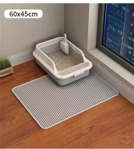Impermeável Double Layer Pet Litter Mat, Cat Litter Box, Pet WC, Antiderrapante, Areia, Lavável, Limpo, 90x60cm