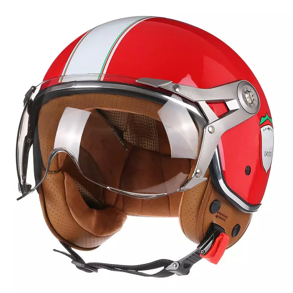 Vintage tt & cocascos capacete da motocicleta jet com viseira moto equitação 3/4 aberto meio capacete retro scooter capacete moto