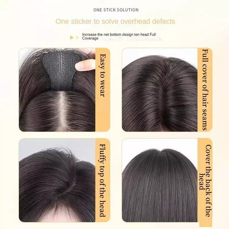 Nenhum clipes de cabelo humano franja francesa gancho e laço pasta mágica toppers para mulheres fácil de usar adesivos de costura remendos de cabelo extensão