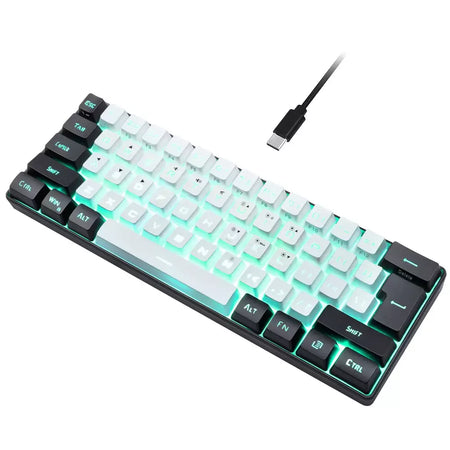 RGB Backlight Wired Mini Teclado Gaming, Ultra Compacto, Impermeável, Pequeno Compacto, 61 Teclas, Fit para PC, Mac Gamers, 60%