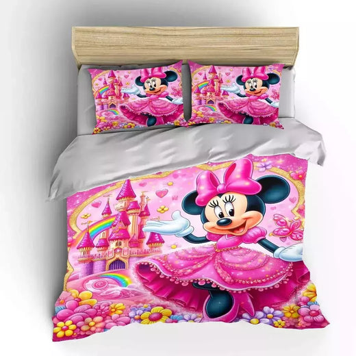 Mickey e Minnie Conjunto de cama para crianças, Fluffy Cartoon Comforter Cover, US Twin Bedclothes, Queen Size, macio, bebê, 3pcs