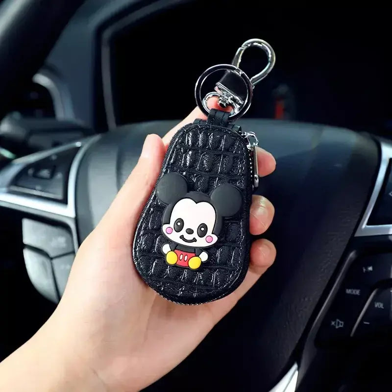 Caso chave do carro dos desenhos animados mickey minnie pato donald decoração anime figura auto chave proteção caso interior ornamento acessórios