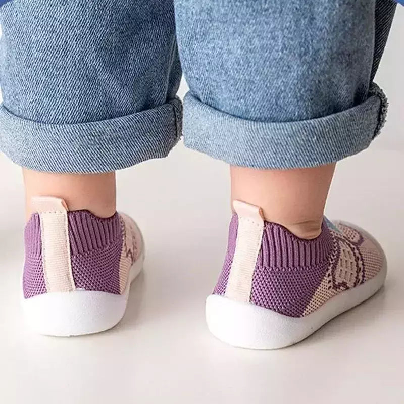 Sapatos de malha respirável para recém-nascido, meias infantis, fundo macio, antiderrapante, menino e menina, 0 a 5 anos, verão
