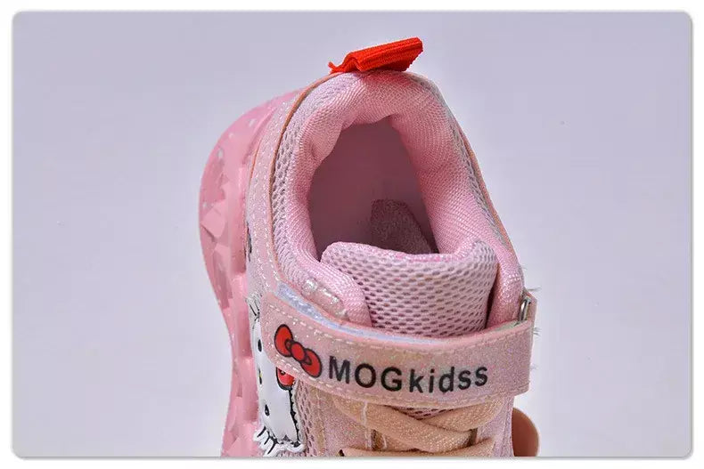 Sanrio led crianças sapatos para meninas bonito dos desenhos animados olá kitty sapatos de verão menina kawaii sapatos de fundo macio tênis casuais