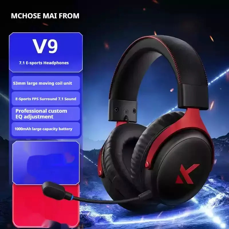 Original mchoose v9 pro personalizado gaming fone de ouvido tri-mode esports fones de ouvido hi-res música ativo redução de ruído fones de ouvido pc