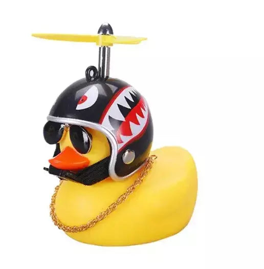 Borracha vento quebrado pato brinquedo motocicleta carro ornamentos pato amarelo painel do carro decoração com óculos legais hélice helmet2025
