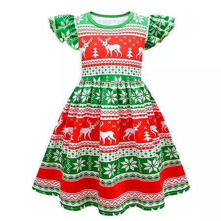 Novo natal meninas vestido carta papai noel impressão carnaval festa crianças roupas de natal masquerade desempenho roupas infantis
