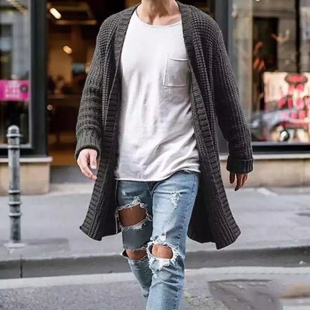 Cardigã de malha de algodão masculino, suéteres finos de manga comprida, outwear masculino monocromático, casaco quente, moda casual, novo, outono, inverno