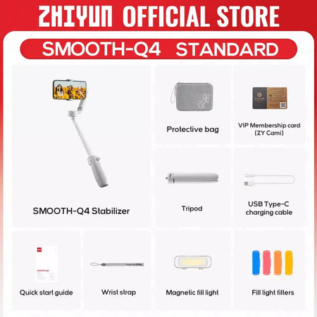 Do brasil sem taxa ZHIYUN-Suave Q4 Smartphone Gimbal, Estabilizador Portátil de 3 Eixos, Gimbals de Telefone para iPhone 15 Pro Max, Huawei, Samsung, Xiaomi, Oficial